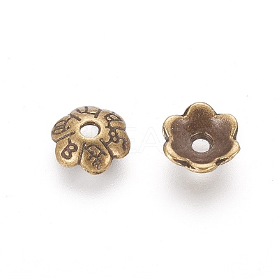 6-Petal Tibetan Style Alloy Flower Bead Caps LS-X-TIBEB-P002-03AB-NR-1
