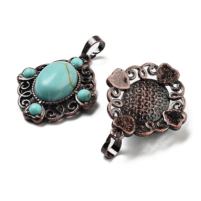 Synthetic Turquoise Rhombus Pendants G-K363-02R-18-1