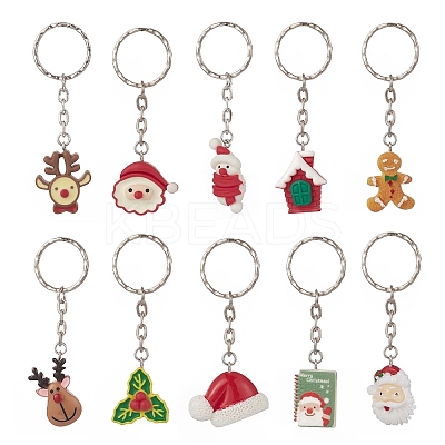 Christmas Theme Resin Pendant Keychain KEYC-JKC00443-1