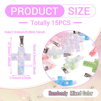 15Pcs Luminous Resin Sequins Pendants RESI-TA0004-20B-1