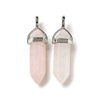 Natural Rose Quartz Double Terminated Pointed Pendants G-D415-12-1