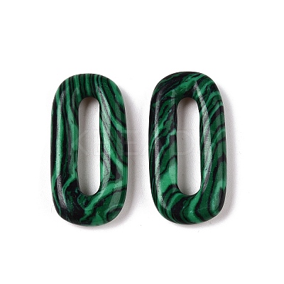 Synthetic Malachite Oval Pendants G-N342-105I-1