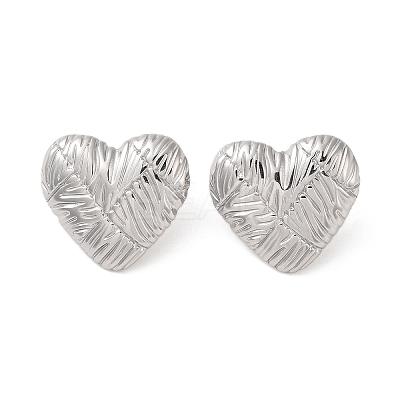 Non-Tarnish Heart 304 Stainless Steel Stud Earrings for Women EJEW-L272-033P-01-1