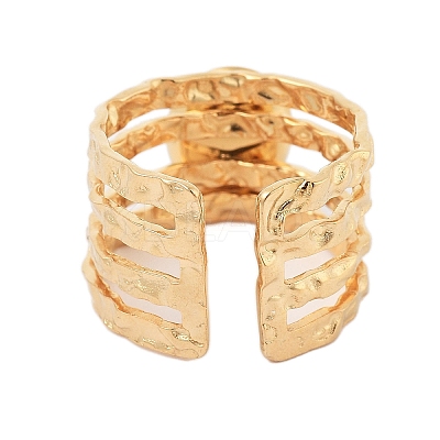 Ion Plating(IP) 304 Stainless Steel Multi-layer Open Cuff Rings RJEW-F167-05G-03-1