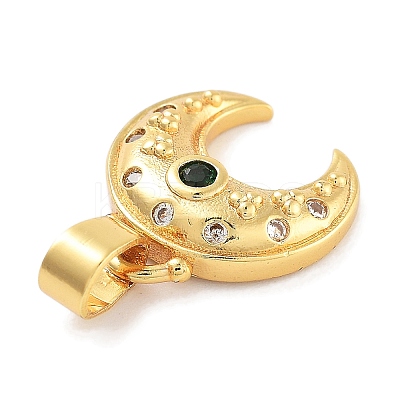 Moon Theme Rack Plating Brass Micro Pave Cubic Zirconia Pendants KK-Z071-52G-05-1