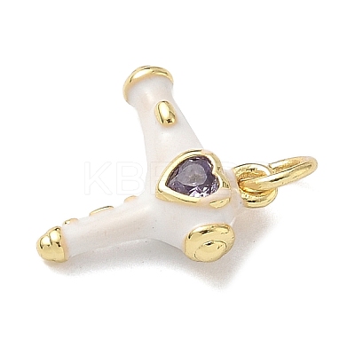 Brass Micro Pave Cubic Zirconia Charms KK-B155-17G-01-1