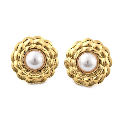 201 Stainless Steel Flat Round Stud Earrings EJEW-P304-06G-1