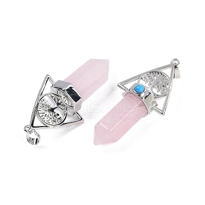 Natural Rose Quartz Faceted Pointed Bullet Big Pendants G-H076-02P-03-1