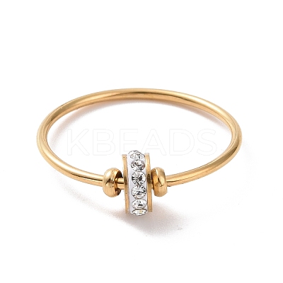 Crystal Rhinestone Flat Round Finger Ring RJEW-D120-22B-G-1