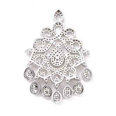 Eco-friendly Brass Micro Pave Clear Cubic Zirconia Big Pendants KK-D079-01P-1