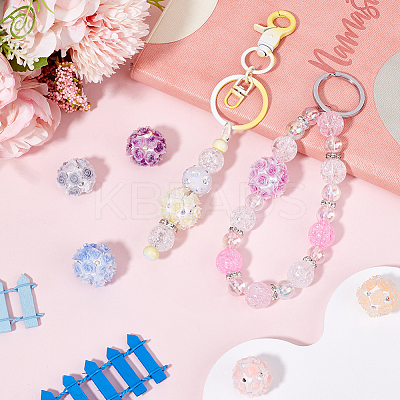 3Pcs 3 Colors Acrylic Handmade Luminous Polymer Clay Rhinestone Beads CLAY-SC0002-12-1