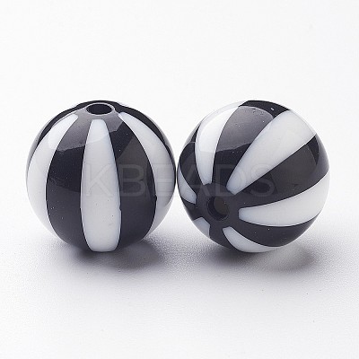 Colorful Stripe Chunky Bubblegum Acrylic Beads SACR-ZX010-9-1