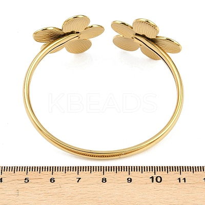 304 Stainless Steel Flower Cuff Bangles for Women LS-BJEW-A154-02B-G-1