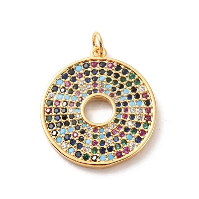 Rack Plating Brass Micro Pave Colorful Cubic Zirconia Pendants KK-F852-17G-02-1