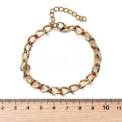 Brass Enamel Chain Bracelets BJEW-S170-01G-1