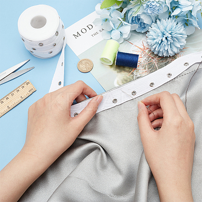 8 Yards Cotton Twill Tape Ribbons with Stainless Steel Eyelets OCOR-BC0006-43B-1