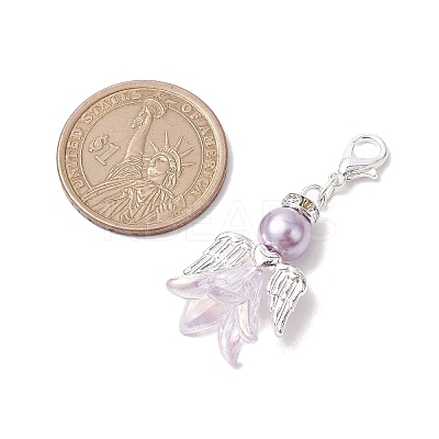 8Pcs 8 Colors Wedding Season Angel Glass Pearl & Acrylic Pendant Decorations HJEW-JM01916-1
