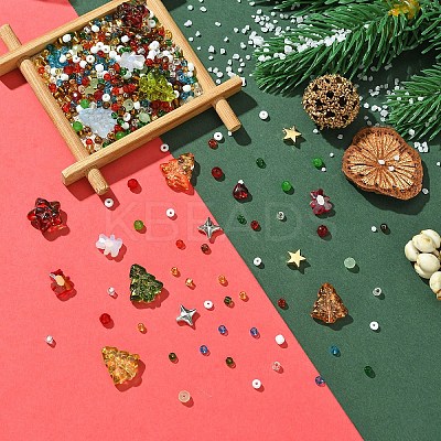DIY Christmas Theme Glass & CCB Plastic Beads Jewelry Making Findings Kits DIY-YW0010-11-1