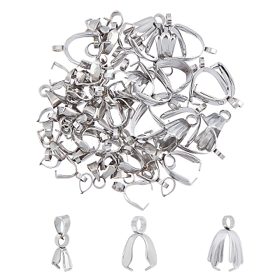 40Pcs 2 Style 304 Stainless Steel & 20Pcs 201 Stainless Steel Pendant Pinch Bails STAS-UN0030-11-1