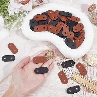 50Pcs 2 Colors 2-Hole PU Leather Buttons BUTT-CL0001-05B-1