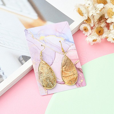 50Pcs Rectangle Hot Stamping Cardboard Paper Jewelry Display Cards CDIS-CJ0001-04-1
