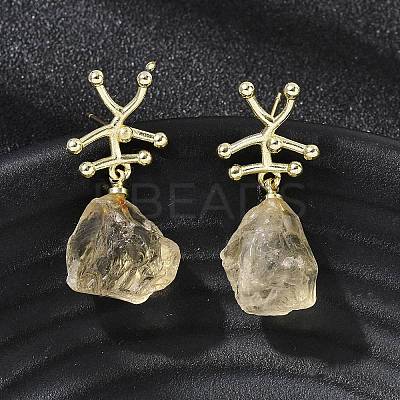 Brass Nuggets Dangle Stud Earrings EJEW-D345-01G-1