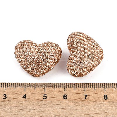 Heart Shaped Polymer Clay Rhinestone Beads CLAY-NH0002-02F-1