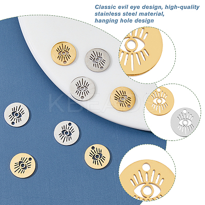12Pcs 2 Style 304 Stainless Steel Charms STAS-HY0001-25-1