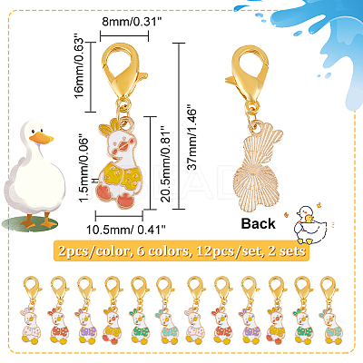 Alloy Enamel Duck Pendant Locking Stitch Markers HJEW-AB00119-1