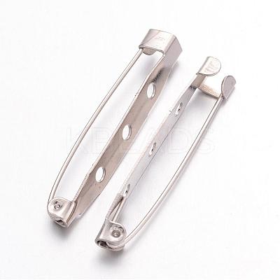 Platinum Plated Iron Brooch Findings X-IFIN-S526-40mm-1