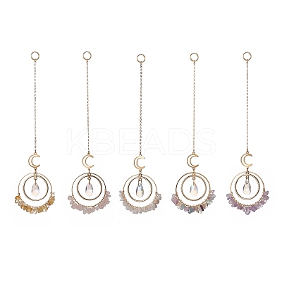 Glass Teardrop Window Hanging Suncatchers HJEW-JM00899-1