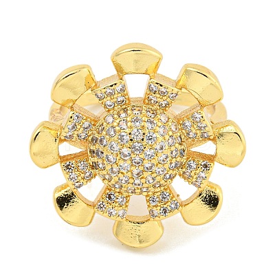 Helm Clear Cubic Zirconia Open Cuff Ring RJEW-L121-026G-1
