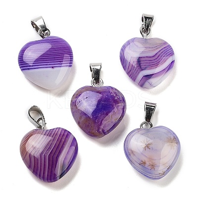 Natural Banded Agate Charms LS-HEAR-PW0001-057-38-1