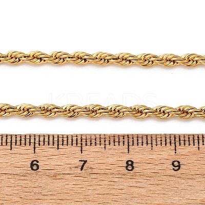 3MM 304 Stainless Steel Rope Chain Necklaces NJEW-P338-01A-G-1
