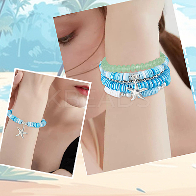 DIY Ocean Theme Synthetic Howlite Stretch Bracelet Making Kit DIY-SC0025-02-1