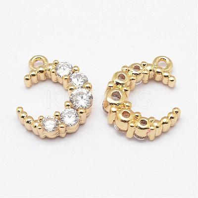 Brass Micro Pave Grade AAA Cubic Zirconia Charms ZIRC-P029-02G-NR-1