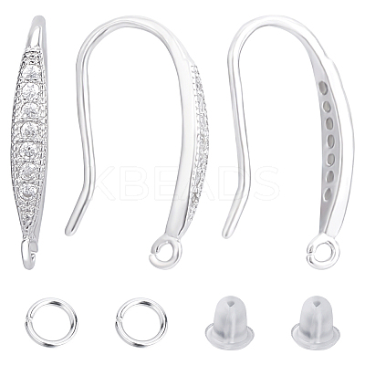 2 Pairs Rhodium Plated 925 Sterling Silver Earring Hooks DIY-CN0002-87-1