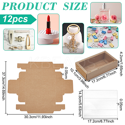 Foldable Creative Kraft Paper Drawer Boxes with Clear PVC Cover Sheet CON-WH0113-09D-1