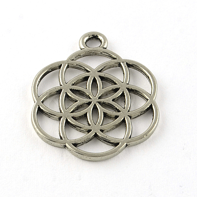 Tibetan Style Flower Alloy Pendants LS-X-TIBEP-R345-38AS-RS-1