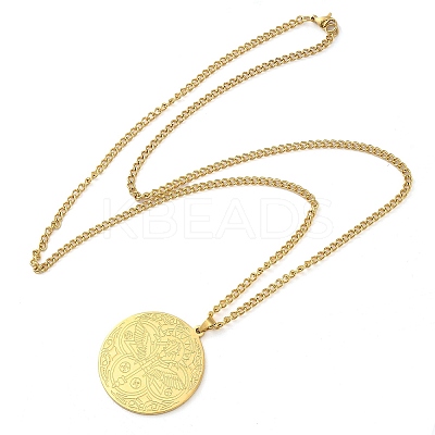304 Stainlessa Steel Curb Chain Pendant Necklaces NJEW-H034-05G-1