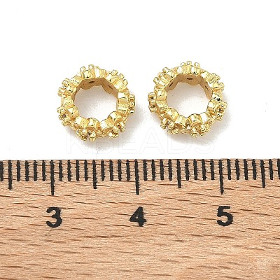 Flower Brass Micro Pave Clear Cubic Zirconia European Beads KK-G557-39G-1