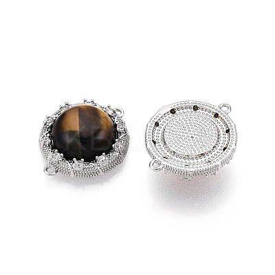 Natural Tiger Eye Connector Charms KK-N258-12P-1