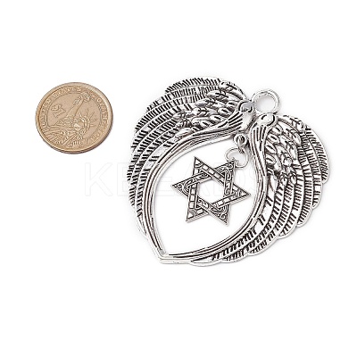 6Pcs 6 Styles Wing Tibetan Style Alloy Big Pendants HJEW-JM02311-1