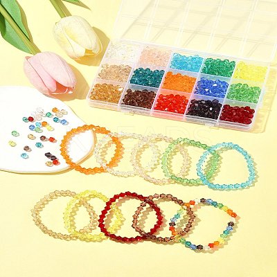 15 Strands 15 Colors Transparent Glass Beads Strands EGLA-FS0001-46-1