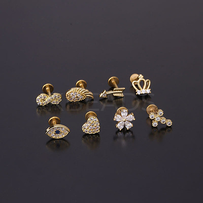 Brass Micro Pave Clear Cubic Zirconia Cartilage Earrings WGF4DCF-09-1