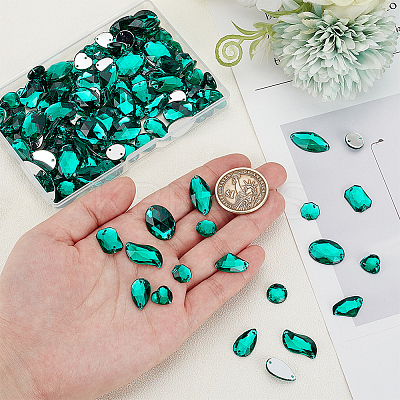 140Pcs 9 Style Teardrop/Octagon/Oval Sew on Rhinestone ACRT-PH0001-14B-1