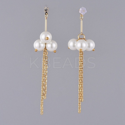 Eco-Friendly Glass Pearl Dangle Stud Earrings EJEW-JE03813-01-1