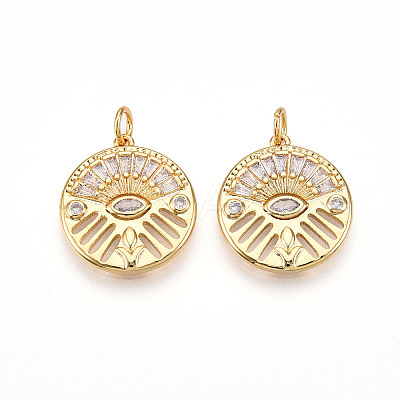 Brass Micro Pave Cubic Zirconia Pendants ZIRC-T016-21-1