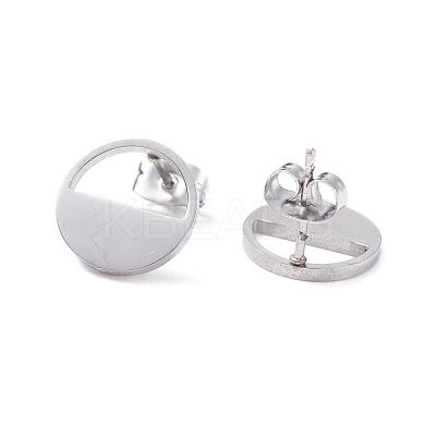 Non-Tarnish Half Round Hollow 304 Stainless Steel Stud Earrings for Women EJEW-Z017-01P-1