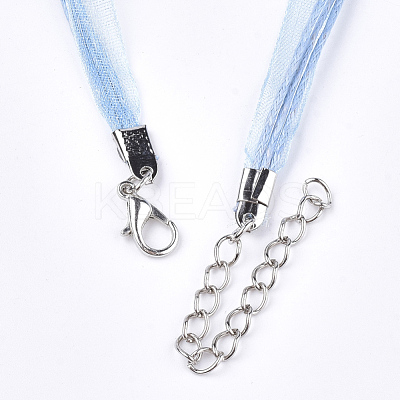 Waxed Cord and Organza Ribbon Necklace Making NCOR-T002-168-1